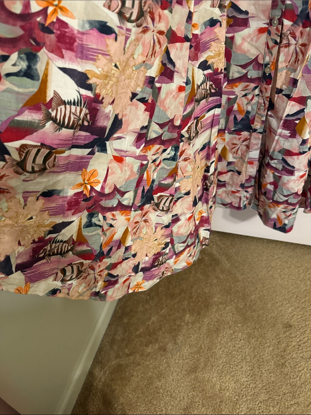 Chuf Floral Button-Front Maxi Dress in Cream with Pink & Purple Accents - Picture 2 of 9